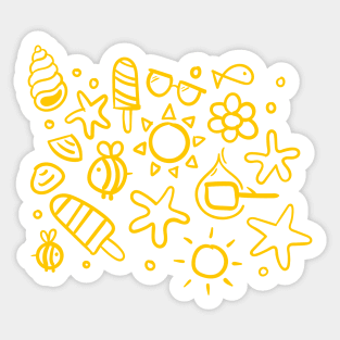 summer items yellow - sun ice cream bee seastar sea elements warm Sticker